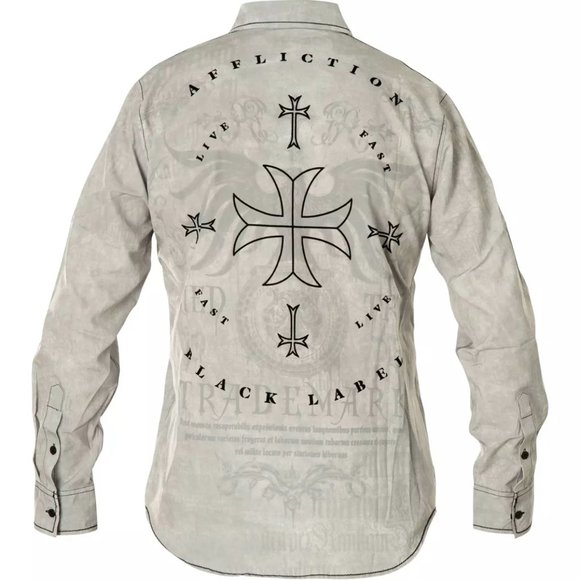 AFFLICTION Men's Long Sleeve Button Down Shirt TRI - Picture 3 of 9